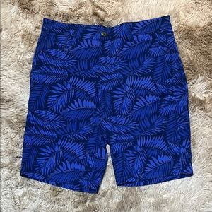 johnnie-O Navy Leaf Print Men's Swim Shorts